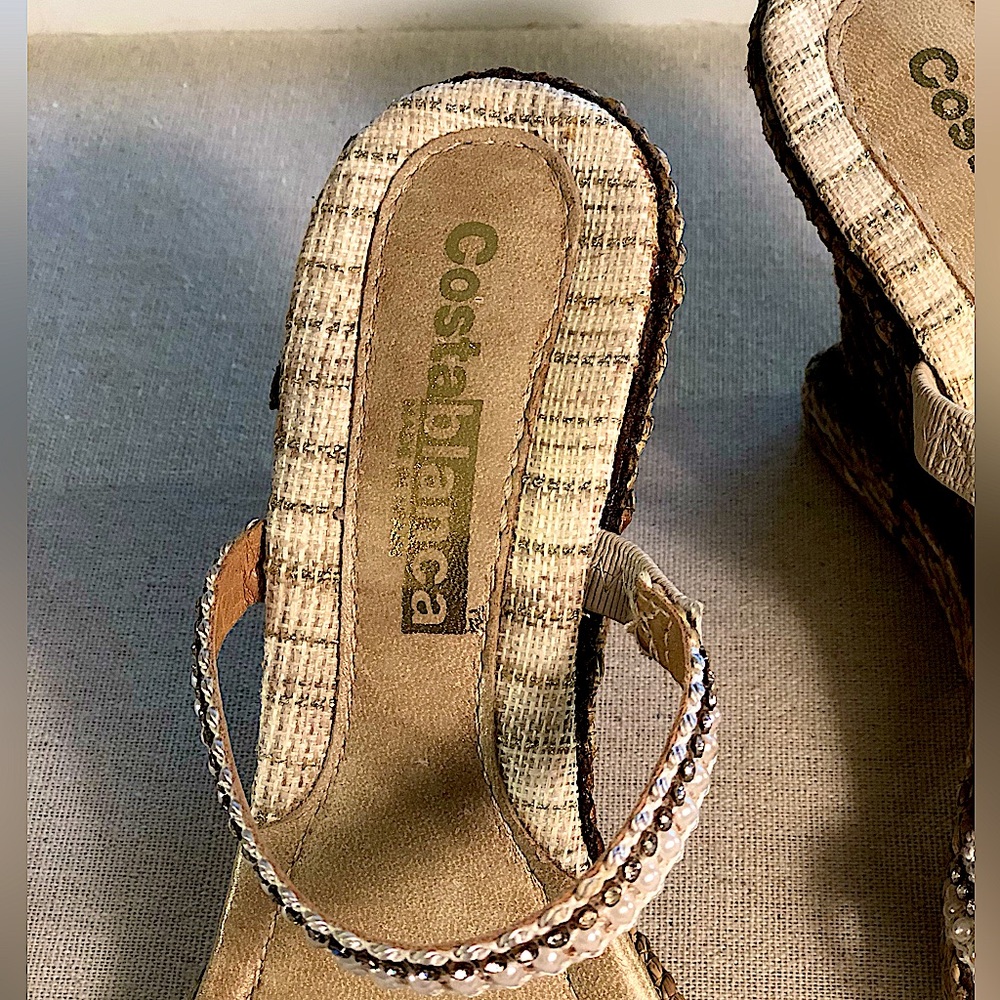 Costa Blanca Strappy Wedge Sandals With Rhinestone And Pearl Accents. Size 7 1/2 - Picture 6 of 14